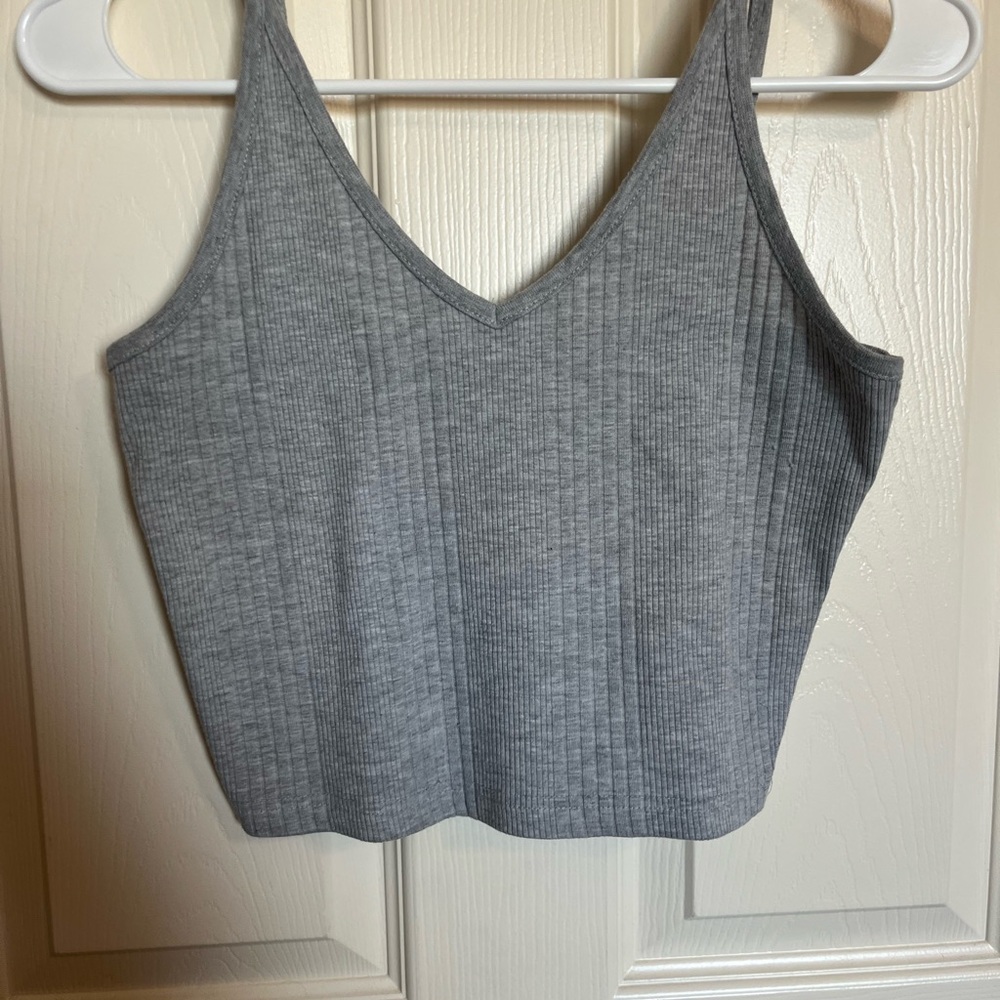 Rosio Gray Ribbed Tank Top